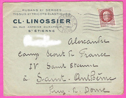 Enveloppe à En-tête Cl.Linossier Rubans, Serges, Tissus Et Tricots Mécaniques à St Etienne Rue Durafour 1943 - 1900 – 1949