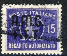 Trieste 1949 Recapito Autorizzato Sass. N. 3 L. 15 Violetto Usato Cat. € 55 - Used