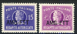 Trieste 1949-52 Recapito Autorizzato Sass. N. 4 - 5 MNH Cat. € 18 - Paquetes Postales/consigna