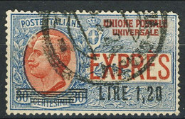 Regno 1922 Espresso Sass. N. 5 Lire 1,20 Su C. 30 Azzurro E Rosso Usato Cat. € 40 - Express Mail