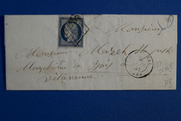 S10 FRANCE BELLE LETTRE 1851   POUR VILLENEUVE + N 4 + AFFRANCHISSEMENT INTERESSANT - 1849-1850 Cérès