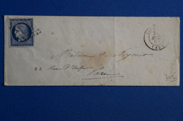 S10 FRANCE BELLE LETTRE 1851 POUR PARIS + N 4 + AFFRANCHISSEMENT INTERESSANT - 1849-1850 Cérès