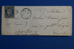 S10 FRANCE BELLE LETTRE 1851 PARIS POUR CHARTRES + N 4 + AFFRANCHISSEMENT INTERESSANT - 1849-1850 Ceres