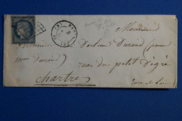 S10 FRANCE BELLE LETTRE 1851 PARIS POUR CHARTRES + N 4 + AFFRANCHISSEMENT INTERESSANT - 1849-1850 Cérès