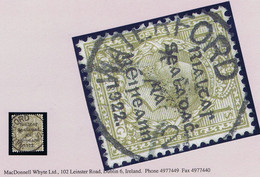 Ireland 1922 Thom Rialtas Black Ovpt On 1s Bistre-brown Used With Central WATERFORD Cds, Appears Dated 7 MR 21 - Gebraucht