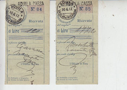 ITALIA 1917 - 2 Ricevute Vaglia  Postali -.- - Tax On Money Orders