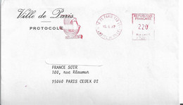 ENVELOPPE  PROTOCOLE VILLE DE PARIS FRANCE SOIR 100 RUE REAUMUR PARIS 1987 - Cartas & Documentos