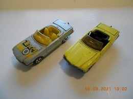 MAJORETTE / REF 213 / 2 MERCEDES 350 SL CABRIOLET JAUNE + GRIS PUB TEAM 8 - Scala 1:160