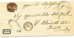 30/8/1877 ACQUAVIVA PICENA DOPPIO CERCHIO  + NUMERALE A SBARRE SU 0,10 ARANCIO PENULTIMO  GIORNO D'USO - Marcophilia
