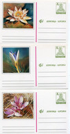 YUGOSLAVIA 1993 Rate A (300d) Stationery Cards With Flowers (3), Unused.  Michel P222 Cat. €15 - Postwaardestukken