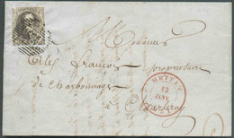 N°3 - Médaillons 10 Centimes Brun, Légèrement Court En Haut Sinon Bien Margé, Obl. P.146 S/L. De METTET le 12 Janvier 18 - 1849-1850 Medaillen (3/5)