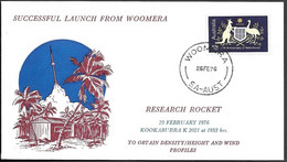 Australia Space Cover 1976. Kookaburra Rocket Launch Woomera - Oceania