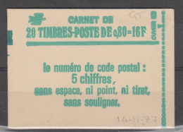 FRANCE CARNET FERME DE 20 TIMBRES SABINE 0,80F VERT 1970 C1a GOMME TROPICALE DATE 14/11/77 - Usados Corriente