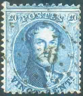 N°15 - Médaillon 20 Centimes Bleu, Obl. LP.26 ASSENEDE idéalement Apposée. RR. - TB - 18035 - 1863-1864 Medaglioni (13/16)