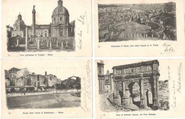 ROMA (LAZIO) - LOTTO Di 4 CARTOLINE -  Panorama - Foro Traiano - Arco Settimo Severo - Terme Di Diocleziano (1901) - Sammlungen & Lose