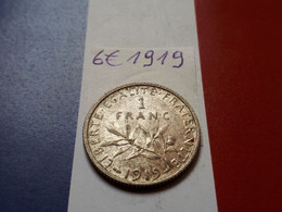 FRANCE 1 FRANC 1919 ARGENT - 1 Franc