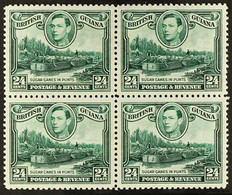 1938 24c Blue-green, Watermark Upright, SG 312, Fine Mint Block Of Four With The Lower Two Stamps Never Hinged. (4 Stamp - Brits-Guiana (...-1966)