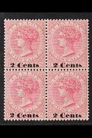 1888-90 2c On 4c Rose Surcharge Type 35, SG 211, Never Hinged Mint BLOCK Of 4, Usual Cracked Gum, Very Fresh. (4 Stamps) - Ceylan (...-1947)