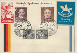 ALLEMAGNE BERLIN - N° 28 - 76 -79 - CARTE AVEC VIGNETTE - ANNEE 1955 - Covers & Documents