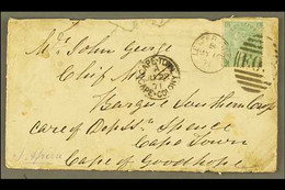 CAPE 1871 (10 May) Env From England To Cape Town, Franked 1s Green, Letterstone Pmk, Cape Town / Cape Colony Arrival Alo - Unclassified