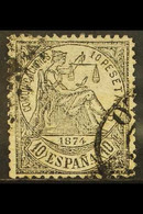 1874 10 Peseta Black, SG 226, Mi 144, Used With Some Tiny Imperfections. A Seldom Seen Issue For More Images, Please Vis - Other & Unclassified