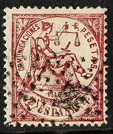 1874 4 Pesetas Carmine "Allegory Of Justice", SG 225, Edifil 151, Mi 143, Fine Used With Double Diamond Lozenge Cancella - Other & Unclassified