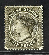 1881 6d Olive Black, Wmk CC, SG 51, Fine Used. For More Images, Please Visit Http://www.sandafayre.com/itemdetails.aspx? - Turks- En Caicoseilanden