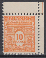 FRANCE : ARC DE TRIOMPHE 10F ORANGE N° 629 CDF NEUF ** GOMME SANS CHARNIERE - 1944-45 Triomfboog