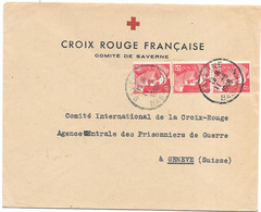 LETTRE CROIX ROUGE FRANCAISE POUR LA SUISSE  1948.. MARIANNE  GANDON X3..TBE - Rode Kruis