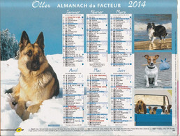 Almanach Du Facteur, Calendrier De La Poste, 2014, Côte D'Or, Chiens: Berger Allemand, Jack Russel, Border Collie - Grand Format : 2001-...