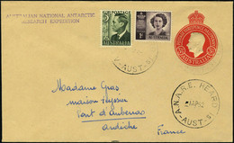 Lettre N° 155+173C S/Entier Postal à 3 1/2p, CàD A.N.A.R.E. Heard Is. Austr. 1 Ap 52, Cachet Australian National Antarct - Other & Unclassified