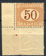 Regno, Tasse 1970 Sass. N. 9 C. 50 Ocra E Carminio ** GO MNH Angolo Di Foglio/piega Verticale Cat. € 3000 Firma A. Diena - Segnatasse