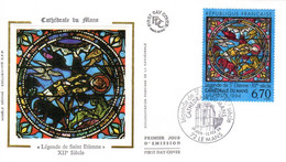 " VITRAIL DE LA CATHEDRALE DU MANS (72) " Sur Enveloppe 1er Jour Sur Soie De 1994 N° 2859 Parfait état FDC - Verres & Vitraux