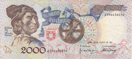 BILLETE DE PORTUGAL DE 2000 ESCUDOS  DEL AÑO 1991 (BANKNOTE-BANK NOTE) - Portugal