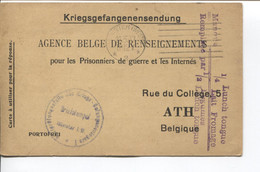 1200PR/ CP PDG-POW Munster 1917 Censure Du Camp > Ath Agence Belge De Renseignements Pour PDG & Internés - Krijgsgevangenen
