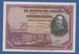 SPAIN - P. 75b – 50 PESETAS 1928 - XF Prefix E - Otros & Sin Clasificación