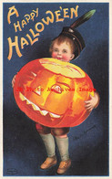 324085-Halloween, IAP No 978-4, Ellen Clapsaddle, Boy Holding A Large Jack O Lantern - Halloween