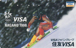TC JAPON / 110-016 - JEUX OLYMPIQUES NAGANO - Sport SKI ** VISA ** - OLYMPIC GAMES JAPAN Phonecard - Olympische Spiele