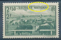 D - [12373]SUP//**/Mnh-N° 469-cu, Agriculture, Vaches Dans Le Pré, Cadre Supérieur Brisé Au Dessus De NATIONAL - Curiosità: 1931-40  Nuovi