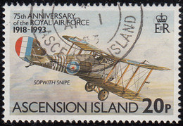 Ascension 1993 Used Sc #557 20p Sopwith Snipe RAF 75th Ann - Ascension