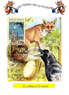 " FABLES DE LA FONTAINE : LE CORBEAU ET LE RENARD " Sur Carte Maximum De 1995. N° YT 2961. Parfait état CM - Contes, Fables & Légendes