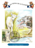 " FABLES DE LA FONTAINE : LE LOUP ET L'AGNEAU " Sur Carte Maximum De 1995. N° YT 2960. Parfait état CM - Contes, Fables & Légendes