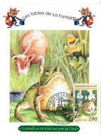 " FABLES DE LA FONTAINE : LA GRENOUILLE QUI VEUT SE FAIRE ... " Sur Carte Maximum De 1995. N° YT 2959. Parfait état CM - Contes, Fables & Légendes