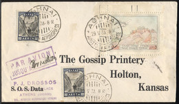 1933 Greece Athens To Gossip Printery Holton Kansas USA Via Brindisi Italy - Storia Postale