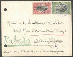 14/18 N°64/65 - 5 Et 10 Centimes MOLS Bilingue obl. Sc BOMA en Couleur bleu-violet s/Enveloppe (trou De Classement à Gau - Lettres & Documents