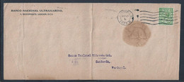 Rare Perfin BNU - Banco Nacional Ultramarino, London On Letter Circulated In 1929. Perfin 37 Holes. Muito Raro S/carta. - Storia Postale