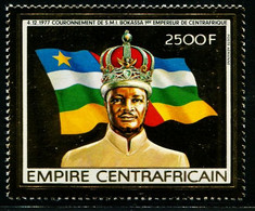 AS7175 Central Africa 1977 King Bokassa Flag Gold Foil Stamp 1V - Timbres