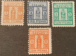 Germany  Privatpost/Stadtbrief Bremen 1896 Michel 1,2,3,4 Unused - Posta Privata