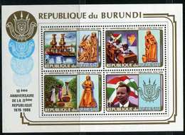 AS7211 Burundi 1986 Presidential Flag National Flower Education S/S - Timbres