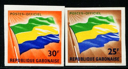 AS7227 Gabon 1968 Standard Flag Without Tooth Stamp 2V - Timbres